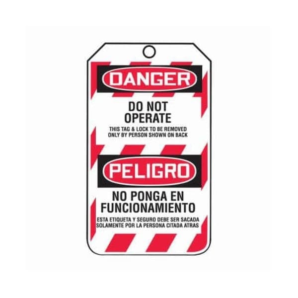 Accuform Safety Tags, DANGER DO NOT OPERATE Bilingual Spanish, 5.75in x 3.25in, RP-Plastic, 25PK TSP101PTP - main